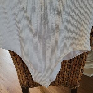 No Boundaries White Textured One-Piece Swimsuit